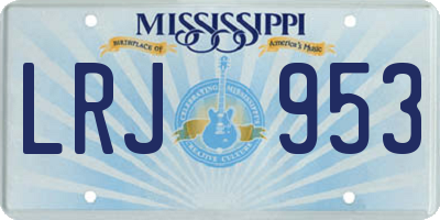 MS license plate LRJ953