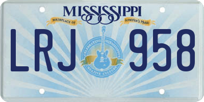 MS license plate LRJ958