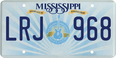 MS license plate LRJ968