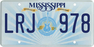 MS license plate LRJ978