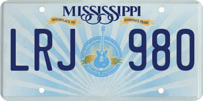 MS license plate LRJ980