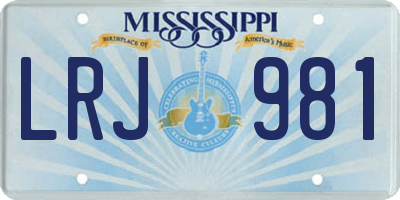 MS license plate LRJ981