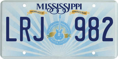 MS license plate LRJ982