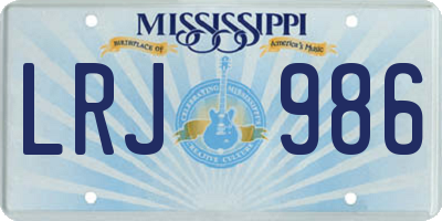 MS license plate LRJ986