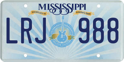 MS license plate LRJ988