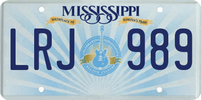 MS license plate LRJ989