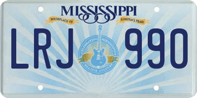 MS license plate LRJ990