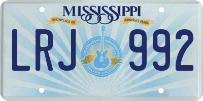 MS license plate LRJ992