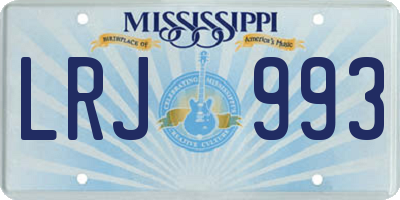 MS license plate LRJ993