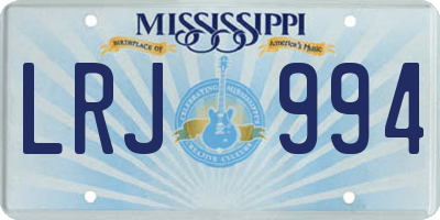 MS license plate LRJ994