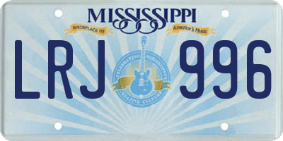 MS license plate LRJ996