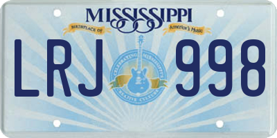 MS license plate LRJ998