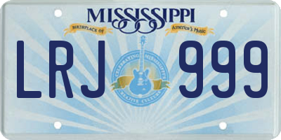 MS license plate LRJ999