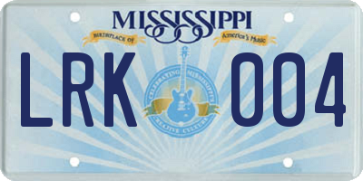 MS license plate LRK004