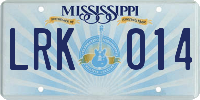 MS license plate LRK014