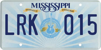 MS license plate LRK015