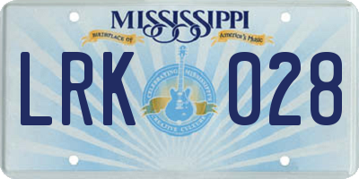 MS license plate LRK028