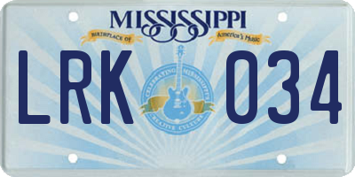 MS license plate LRK034