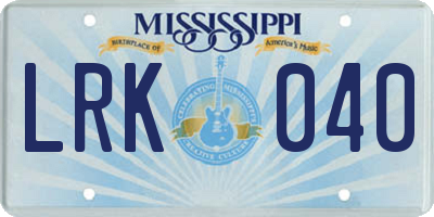 MS license plate LRK040