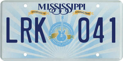 MS license plate LRK041