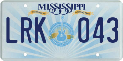 MS license plate LRK043