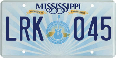 MS license plate LRK045
