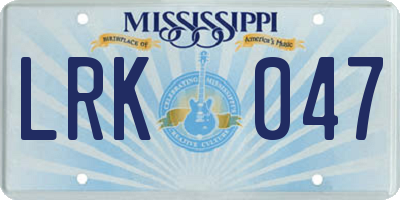 MS license plate LRK047