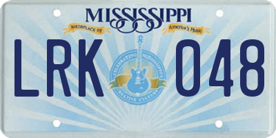 MS license plate LRK048