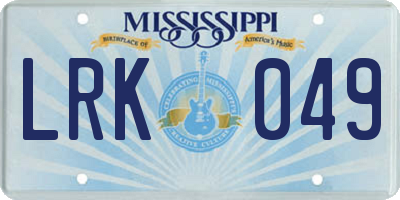 MS license plate LRK049