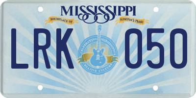MS license plate LRK050