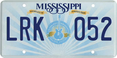 MS license plate LRK052