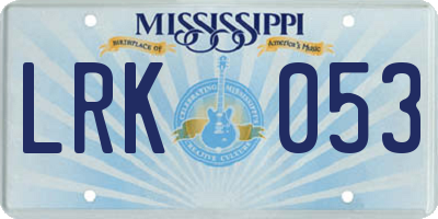 MS license plate LRK053