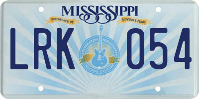 MS license plate LRK054
