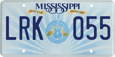 MS license plate LRK055