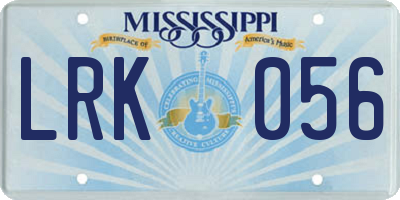 MS license plate LRK056