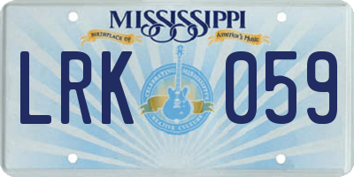 MS license plate LRK059