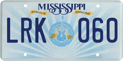MS license plate LRK060