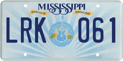 MS license plate LRK061