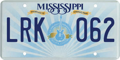 MS license plate LRK062