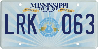 MS license plate LRK063
