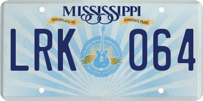 MS license plate LRK064