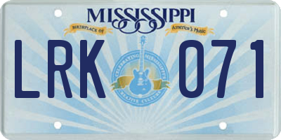 MS license plate LRK071