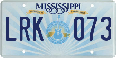 MS license plate LRK073