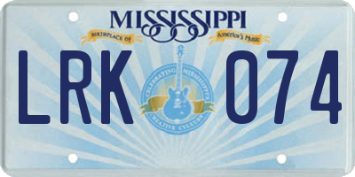 MS license plate LRK074