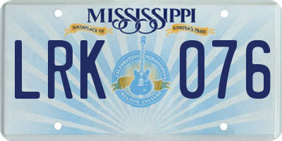 MS license plate LRK076