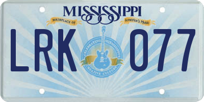 MS license plate LRK077