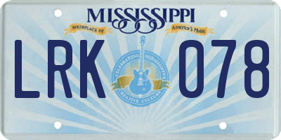 MS license plate LRK078