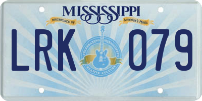 MS license plate LRK079