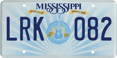 MS license plate LRK082