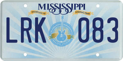 MS license plate LRK083